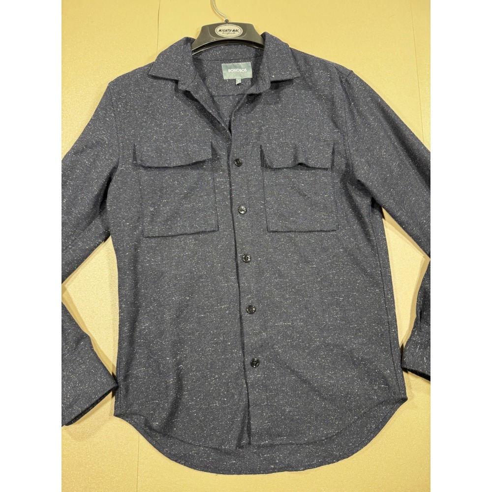 Bonobos Mens Wool Silk‎ Blend Speckled Shirt Jacket Navy Blue Small